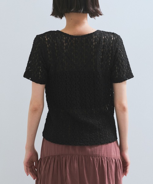 VIS(ビス)の「【WEB/一部店舗限定】胸ギャザーレースプルオーバー(Tシャツ/カットソー・レディース・ブラック/キナリ・FREE)」の8枚目の写真