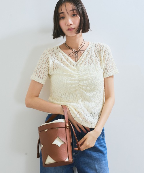 VIS(ビス)の「【WEB/一部店舗限定】胸ギャザーレースプルオーバー(Tシャツ/カットソー・レディース・ブラック/キナリ・FREE)」の20枚目の写真