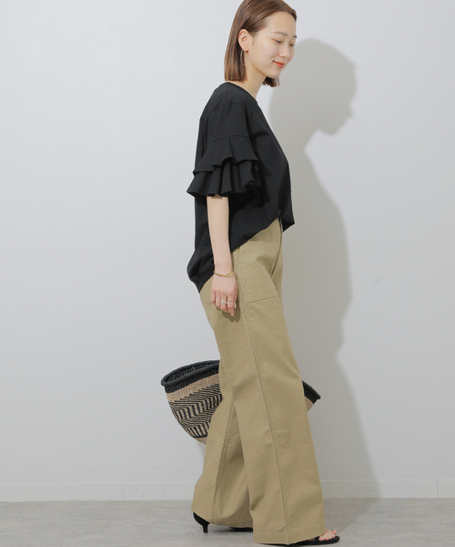 JOURNAL STANDARD relume(ジャーナルスタンダード レリューム)の「《WEB限定追加》天竺フリルTEE(Tシャツ/カットソー・レディース・ホワイト/ブラック・FREE)」の5枚目の写真