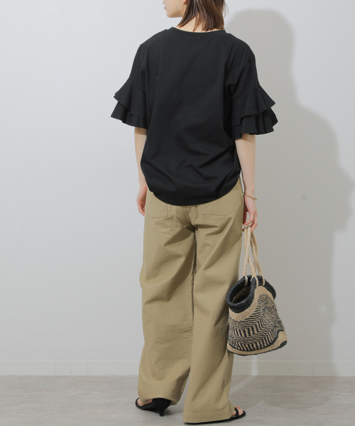 JOURNAL STANDARD relume(ジャーナルスタンダード レリューム)の「《WEB限定追加》天竺フリルTEE(Tシャツ/カットソー・レディース・ホワイト/ブラック・FREE)」の6枚目の写真