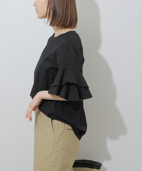 JOURNAL STANDARD relume(ジャーナルスタンダード レリューム)の「《WEB限定追加》天竺フリルTEE(Tシャツ/カットソー・レディース・ホワイト/ブラック・FREE)」の9枚目の写真