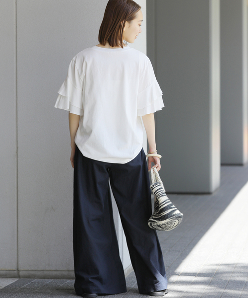 JOURNAL STANDARD relume(ジャーナルスタンダード レリューム)の「《WEB限定追加》天竺フリルTEE(Tシャツ/カットソー・レディース・ホワイト/ブラック・FREE)」の13枚目の写真