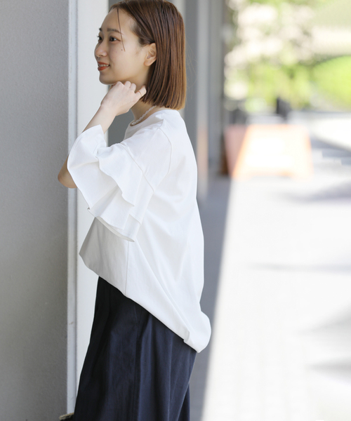 JOURNAL STANDARD relume(ジャーナルスタンダード レリューム)の「《WEB限定追加》天竺フリルTEE(Tシャツ/カットソー・レディース・ホワイト/ブラック・FREE)」の16枚目の写真