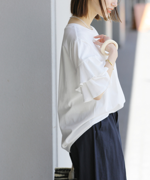 JOURNAL STANDARD relume(ジャーナルスタンダード レリューム)の「《WEB限定追加》天竺フリルTEE(Tシャツ/カットソー・レディース・ホワイト/ブラック・FREE)」の17枚目の写真