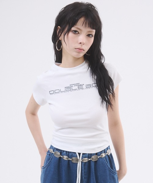 d.i.a.(ダイヤ)の「ロゴプリントピタTシャツ(Tシャツ/カットソー・レディース・ホワイト/チャコールグレー/ブラック/グレー・FREE)」の19枚目の写真