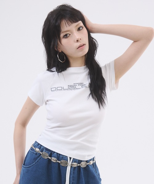 d.i.a.(ダイヤ)の「ロゴプリントピタTシャツ(Tシャツ/カットソー・レディース・ホワイト/チャコールグレー/ブラック/グレー・FREE)」の21枚目の写真