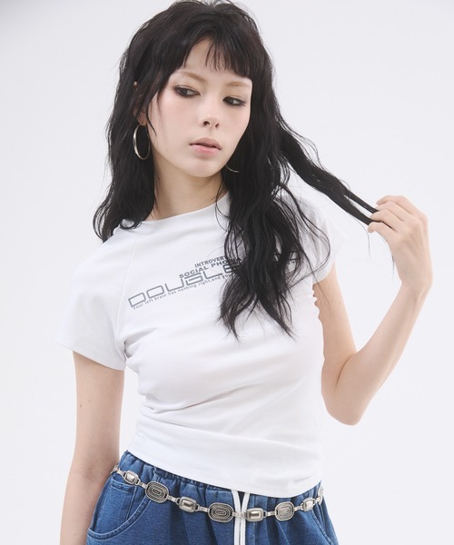 d.i.a.(ダイヤ)の「ロゴプリントピタTシャツ(Tシャツ/カットソー・レディース・ホワイト/チャコールグレー/ブラック/グレー・FREE)」の22枚目の写真
