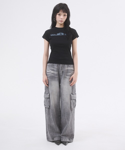 d.i.a.(ダイヤ)の「ロゴプリントピタTシャツ(Tシャツ/カットソー・レディース・ホワイト/チャコールグレー/ブラック/グレー・FREE)」の17枚目の写真