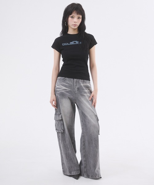 d.i.a.(ダイヤ)の「ロゴプリントピタTシャツ(Tシャツ/カットソー・レディース・ホワイト/チャコールグレー/ブラック/グレー・FREE)」の18枚目の写真