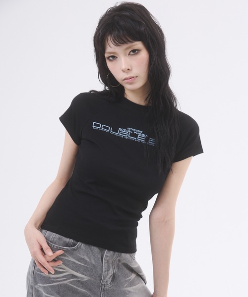 d.i.a.(ダイヤ)の「ロゴプリントピタTシャツ(Tシャツ/カットソー・レディース・ホワイト/チャコールグレー/ブラック/グレー・FREE)」の14枚目の写真