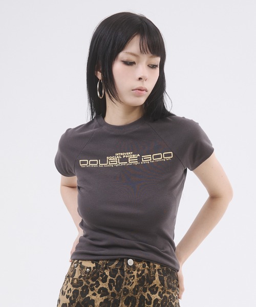 d.i.a.(ダイヤ)の「ロゴプリントピタTシャツ(Tシャツ/カットソー・レディース・ホワイト/チャコールグレー/ブラック/グレー・FREE)」の7枚目の写真