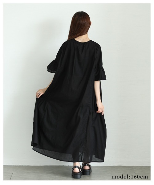 Sawa a la mode(サワアラモード)の「フレアスリーブコットンシャツワンピース(ワンピース・レディース・ベージュ/パープル/ブラック・FREE)」の22枚目の写真