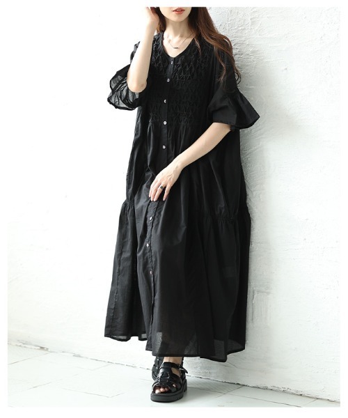 Sawa a la mode(サワアラモード)の「フレアスリーブコットンシャツワンピース(ワンピース・レディース・ベージュ/パープル/ブラック・FREE)」の20枚目の写真