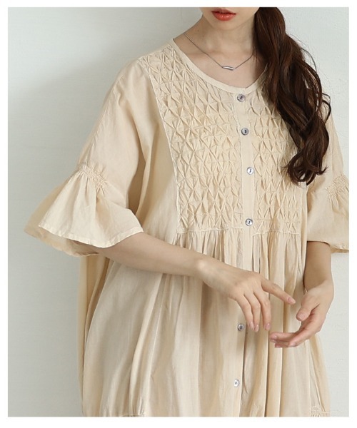 Sawa a la mode(サワアラモード)の「フレアスリーブコットンシャツワンピース(ワンピース・レディース・ベージュ/パープル/ブラック・FREE)」の17枚目の写真