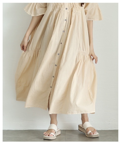 Sawa a la mode(サワアラモード)の「フレアスリーブコットンシャツワンピース(ワンピース・レディース・ベージュ/パープル/ブラック・FREE)」の15枚目の写真