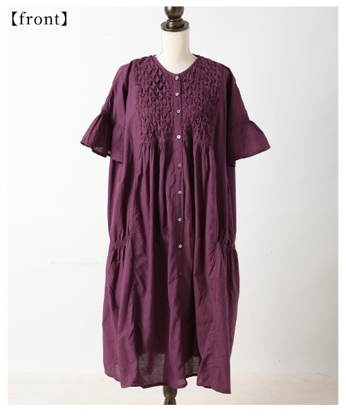 Sawa a la mode(サワアラモード)の「フレアスリーブコットンシャツワンピース(ワンピース・レディース・ベージュ/パープル/ブラック・FREE)」の12枚目の写真
