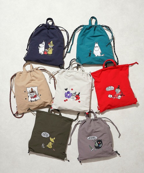 MOOMIN（ムーミン）の「【MOOMIN】(ムーミン) ナップザック トートバッグ RMPK-04（バックパック/リュック・レディース・ライトグレー/グリーン/レッド/ベージュ/ネイビー/グレー/カーキ/チャコール/ヘザーチャコール・ONE SIZE）」の2枚目の写真
