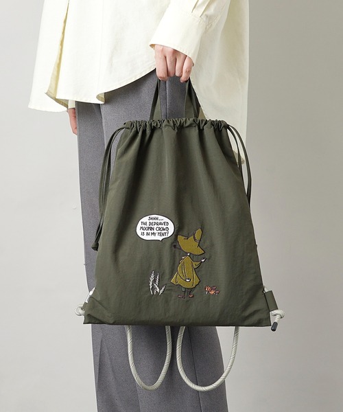 MOOMIN（ムーミン）の「【MOOMIN】(ムーミン) ナップザック トートバッグ RMPK-04（バックパック/リュック・レディース・ライトグレー/グリーン/レッド/ベージュ/ネイビー/グレー/カーキ/チャコール/ヘザーチャコール・ONE SIZE）」の6枚目の写真