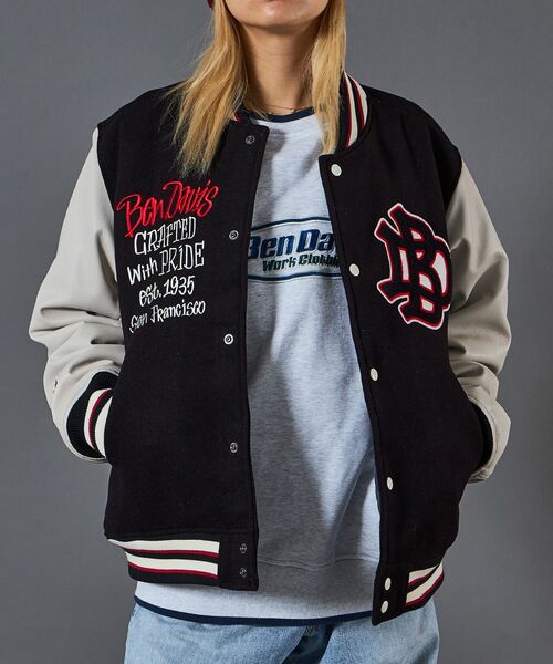 BEN DAVIS（ベンデイビス）の「【BEN DAVIS（ベンデイビス）】BD STADIUM JACKET / 刺繍 ワッペン OLD オーバーサイズ レトロ アメカジ スケーター 90年代（スタジャン・メンズ・ブラウン/オレンジ/ブラック・LARGE/MEDIUM/X-LARGE）」の9枚目の写真