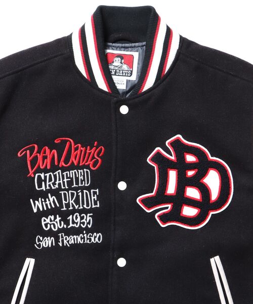 BEN DAVIS（ベンデイビス）の「【BEN DAVIS（ベンデイビス）】BD STADIUM JACKET / 刺繍 ワッペン OLD オーバーサイズ レトロ アメカジ スケーター 90年代（スタジャン・メンズ・ブラウン/オレンジ/ブラック・LARGE/MEDIUM/X-LARGE）」の22枚目の写真
