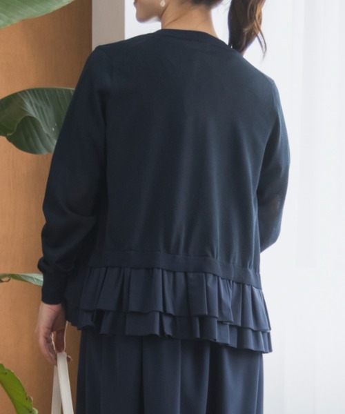 Sono（ソーノ）の「【SONO/ソーノ】ｴｱﾌﾛｰｺｯﾄﾝ ﾗｳﾝﾄﾞﾌﾘﾙｶｰﾃﾞｨｶﾞﾝ（カーディガン/ボレロ・レディース・ネイビー/ブラック/ホワイト・F）」の20枚目の写真