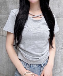 INGNI | サイドギャザーレース付ロゴクロスTシャツ(Tシャツ/カットソー)