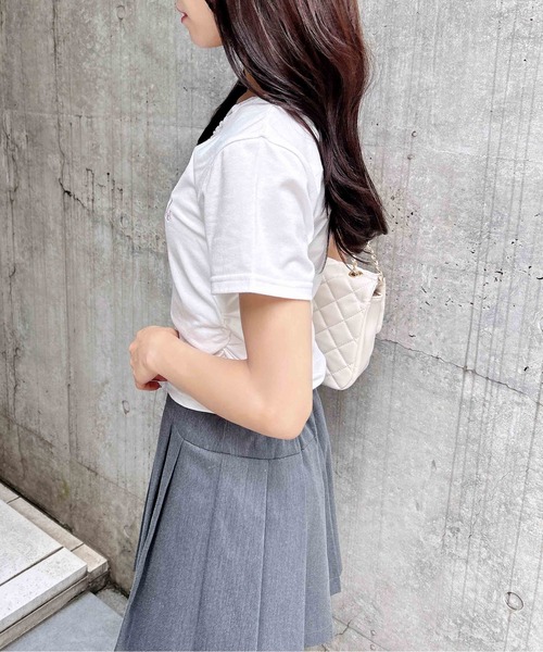 INGNI(イング)の「サイドギャザーレース付ロゴクロスTシャツ(Tシャツ/カットソー・レディース・ブラック×ホワイト/ピンク系7/グレー×ホワイト/ホワイト×ピンク・M)」の8枚目の写真
