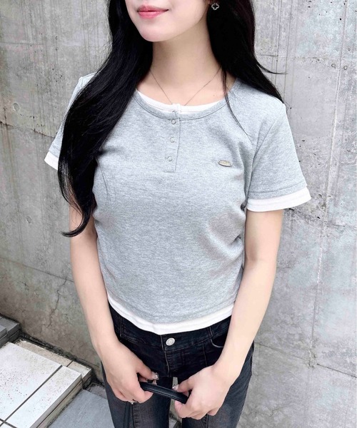 INGNI(イング)の「サイドギャザーレース付ロゴクロスTシャツ(Tシャツ/カットソー・レディース・ブラック×ホワイト/ピンク系7/グレー×ホワイト/ホワイト×ピンク・M)」の19枚目の写真