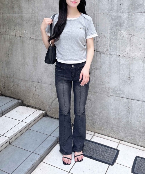 INGNI(イング)の「サイドギャザーレース付ロゴクロスTシャツ(Tシャツ/カットソー・レディース・ブラック×ホワイト/ピンク系7/グレー×ホワイト/ホワイト×ピンク・M)」の22枚目の写真