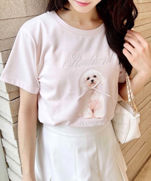 INGNI（イング）の「リボン付犬プリントTシャツ（Tシャツ/カットソー・レディース・ピンク系2/サックスブルー系/ホワイト系その他5・M）」の17枚目の写真