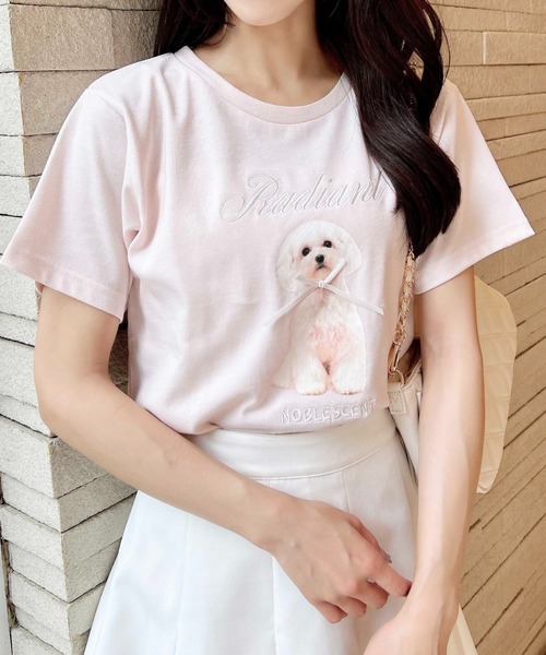 INGNI（イング）の「リボン付犬プリントTシャツ（Tシャツ/カットソー・レディース・ピンク系2/サックスブルー系/ホワイト系その他5・M）」の16枚目の写真