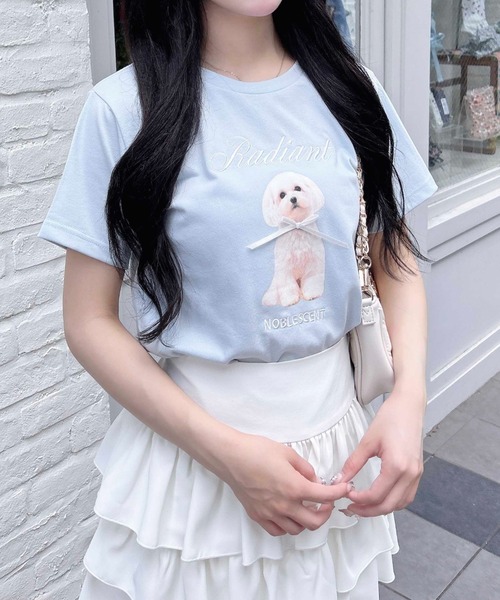 INGNI（イング）の「リボン付犬プリントTシャツ（Tシャツ/カットソー・レディース・ピンク系2/サックスブルー系/ホワイト系その他5・M）」の10枚目の写真