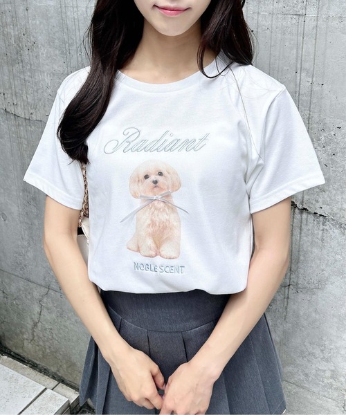 INGNI（イング）の「リボン付犬プリントTシャツ（Tシャツ/カットソー・レディース・ピンク系2/サックスブルー系/ホワイト系その他5・M）」の6枚目の写真