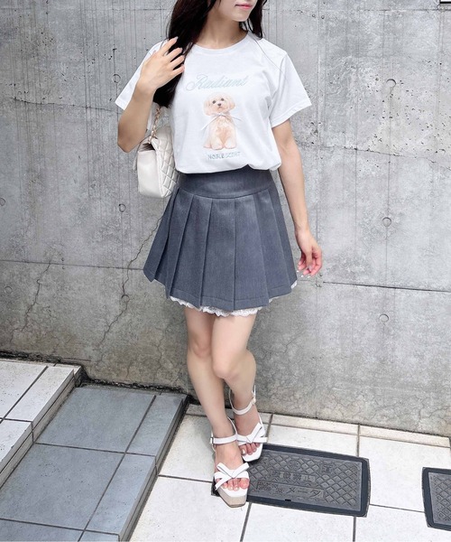 INGNI（イング）の「リボン付犬プリントTシャツ（Tシャツ/カットソー・レディース・ピンク系2/サックスブルー系/ホワイト系その他5・M）」の8枚目の写真