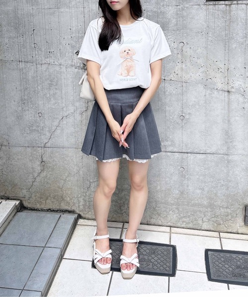 INGNI（イング）の「リボン付犬プリントTシャツ（Tシャツ/カットソー・レディース・ピンク系2/サックスブルー系/ホワイト系その他5・M）」の9枚目の写真