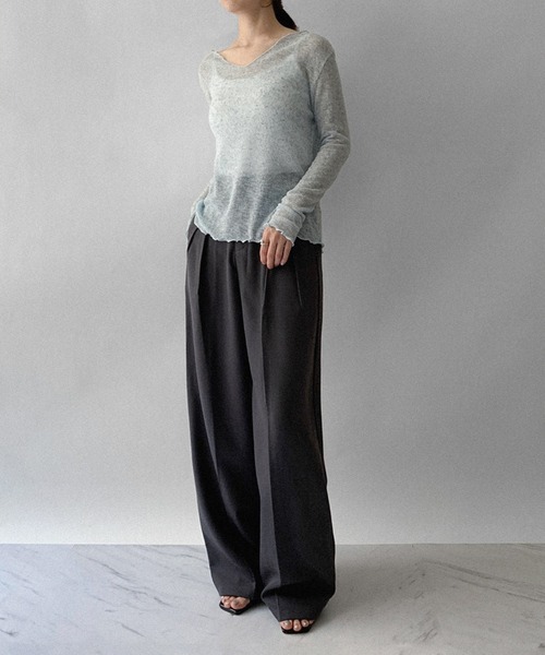 on:nue（オンニュ）の「【on:nue】[5色展開/3サイズ展開] ダブルタックワイドカラースラックス /2025 AW COLLECTION（スラックス・レディース・ブラウン/ミント/アイボリー/ブラック/グレー・SMALL/MEDIUM/LARGE）」の16枚目の写真