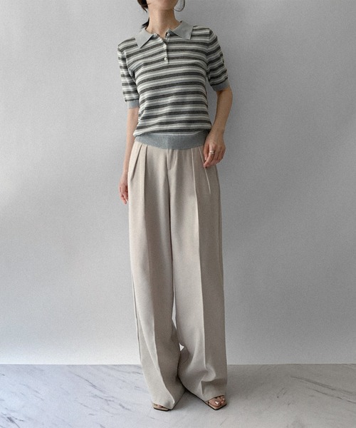 on:nue（オンニュ）の「【on:nue】[5色展開/3サイズ展開] ダブルタックワイドカラースラックス /2025 AW COLLECTION（スラックス・レディース・ブラウン/ミント/アイボリー/ブラック/グレー・SMALL/MEDIUM/LARGE）」の9枚目の写真