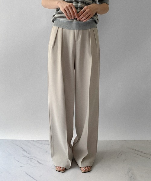 on:nue（オンニュ）の「【on:nue】[5色展開/3サイズ展開] ダブルタックワイドカラースラックス /2025 AW COLLECTION（スラックス・レディース・ブラウン/ミント/アイボリー/ブラック/グレー・SMALL/MEDIUM/LARGE）」の6枚目の写真