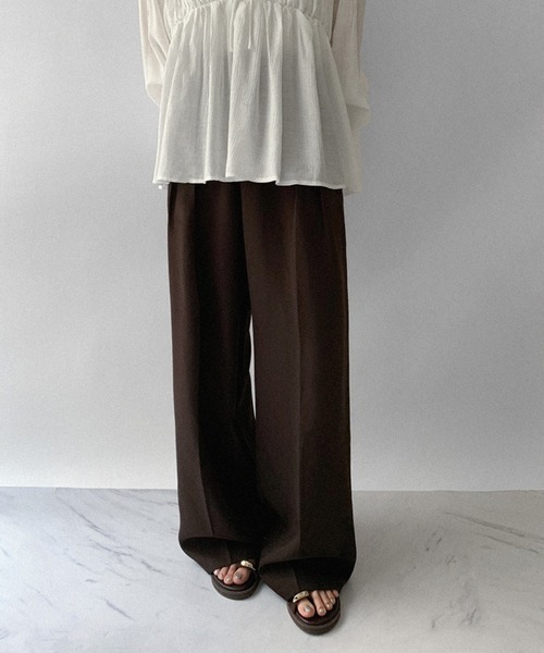 on:nue（オンニュ）の「【on:nue】[5色展開/3サイズ展開] ダブルタックワイドカラースラックス /2025 AW COLLECTION（スラックス・レディース・ブラウン/ミント/アイボリー/ブラック/グレー・SMALL/MEDIUM/LARGE）」の19枚目の写真