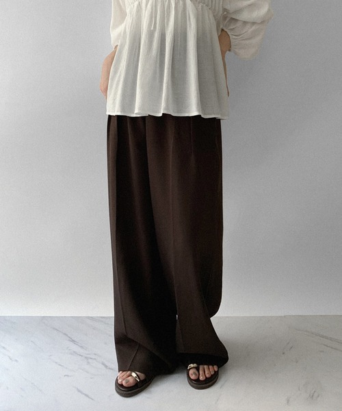 on:nue（オンニュ）の「【on:nue】[5色展開/3サイズ展開] ダブルタックワイドカラースラックス /2025 AW COLLECTION（スラックス・レディース・ブラウン/ミント/アイボリー/ブラック/グレー・SMALL/MEDIUM/LARGE）」の20枚目の写真