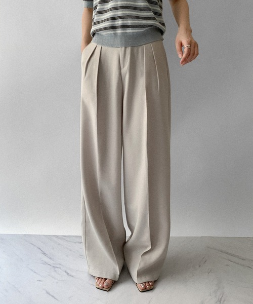 on:nue（オンニュ）の「【on:nue】[5色展開/3サイズ展開] ダブルタックワイドカラースラックス /2025 AW COLLECTION（スラックス・レディース・ブラウン/ミント/アイボリー/ブラック/グレー・SMALL/MEDIUM/LARGE）」の8枚目の写真