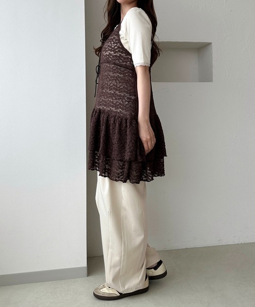 apres jour clair(アプレジュールクレア)の「【apres jour clair】レースフリルリボンキャミチュニック(チュニック・レディース・オフホワイト/ブラウン系その他・X-LARGE/フリー)」の9枚目の写真