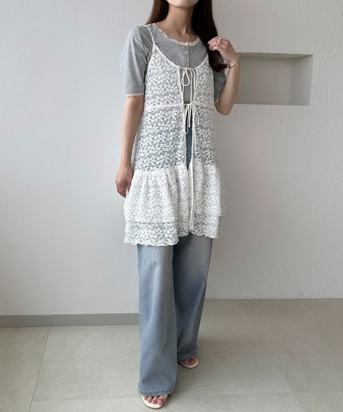 apres jour clair(アプレジュールクレア)の「【apres jour clair】レースフリルリボンキャミチュニック(チュニック・レディース・オフホワイト/ブラウン系その他・X-LARGE/フリー)」の20枚目の写真