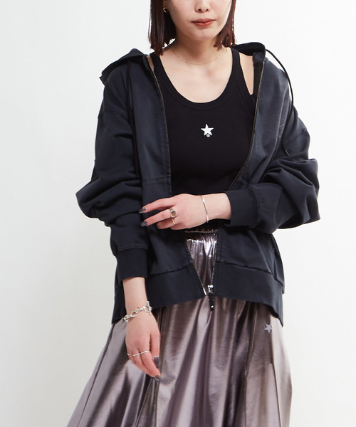 CONVERSE TOKYO(コンバーストウキョウ)の「STAR★ ONEPOINT RIB HALTER NECK TANK TOP(タンクトップ・レディース・ホワイト/ブルー/グレー/ブラック・FREE)」の7枚目の写真