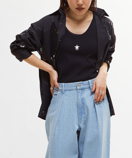 CONVERSE TOKYO(コンバーストウキョウ)の「STAR★ ONEPOINT RIB HALTER NECK TANK TOP(タンクトップ・レディース・ホワイト/ブルー/グレー/ブラック・FREE)」の9枚目の写真