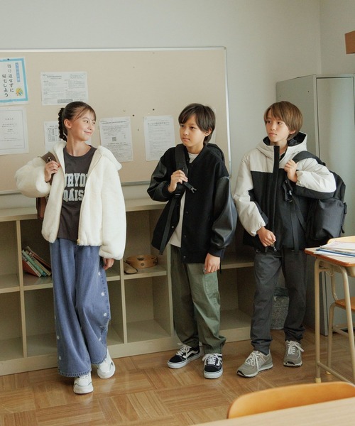 GLOBAL WORK（グローバルワーク）の「洗える防風スタジャン/452280（ブルゾン・キッズ・サックスブルー/ブラック/ネイビー/ベージュ・130cm/140cm/150cm/160cm）」の6枚目の写真