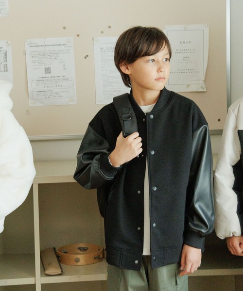 GLOBAL WORK（グローバルワーク）の「洗える防風スタジャン/452280（ブルゾン・キッズ・サックスブルー/ブラック/ネイビー/ベージュ・130cm/140cm/150cm/160cm）」の8枚目の写真