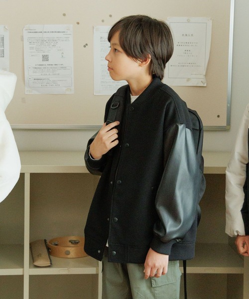 GLOBAL WORK（グローバルワーク）の「洗える防風スタジャン/452280（ブルゾン・キッズ・サックスブルー/ブラック/ネイビー/ベージュ・130cm/140cm/150cm/160cm）」の9枚目の写真