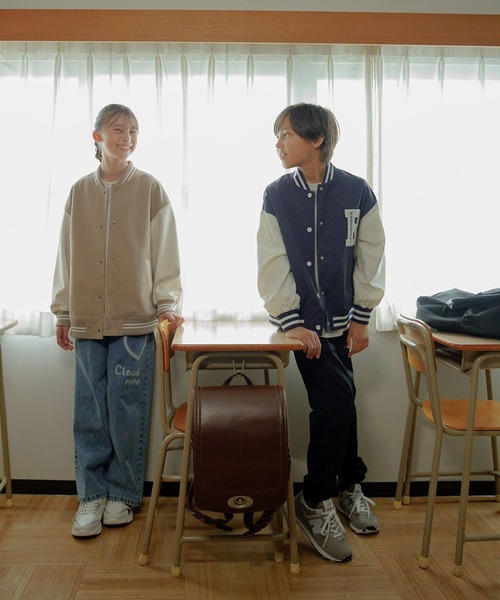 GLOBAL WORK（グローバルワーク）の「洗える防風スタジャン/452280（ブルゾン・キッズ・サックスブルー/ブラック/ネイビー/ベージュ・130cm/140cm/150cm/160cm）」の10枚目の写真