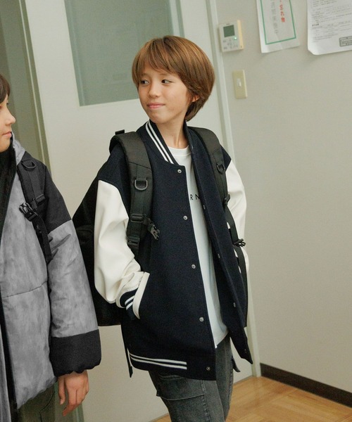 GLOBAL WORK（グローバルワーク）の「洗える防風スタジャン/452280（ブルゾン・キッズ・サックスブルー/ブラック/ネイビー/ベージュ・130cm/140cm/150cm/160cm）」の16枚目の写真